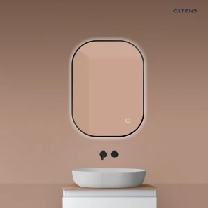 Oltens Nordlis lustro 60x80 cm prostokątne z oświetleniem od tyłu z matą grzewczą czarny 64126300