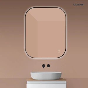 Oltens Nordlis lustro 80x100 cm prostokątne z oświetleniem od tyłu z matą grzewczą czarny 64127300