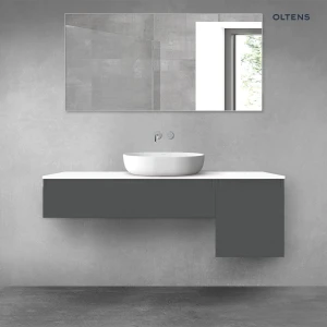 Oltens Vernal zestaw mebli łazienkowych 140 cm z blatem grafit mat/biały połysk 68285400