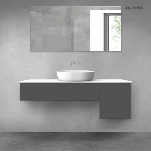 Oltens Vernal zestaw mebli łazienkowych 140 cm z blatem grafit mat/biały połysk 68285400