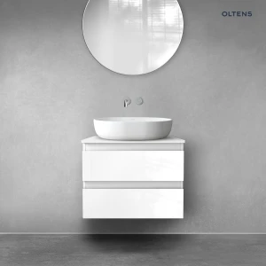 Oltens Vernal szafka 60 cm podumywalkowa wisząca z blatem biały połysk 60006000