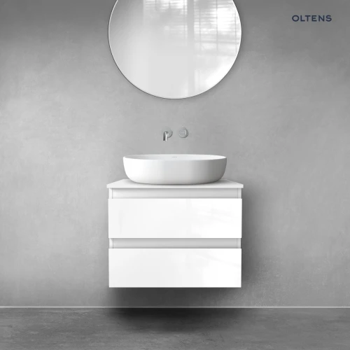Oltens Vernal szafka 60 cm podumywalkowa wisząca z blatem biały połysk 60006000