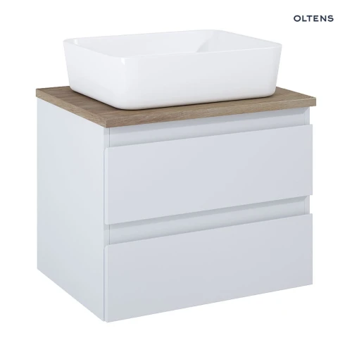 Oltens Vernal szafka 60 cm podumywalkowa wisząca z blatem szary mat/dąb 60000760