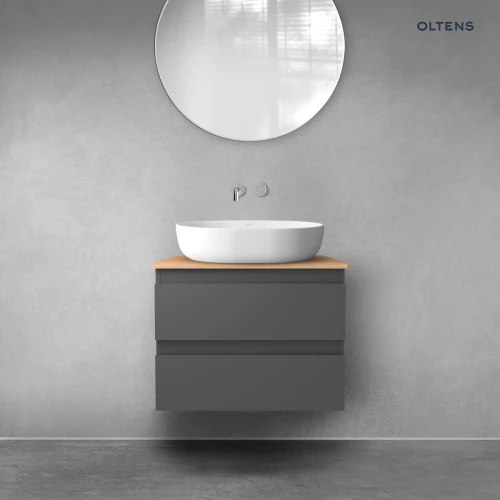 Oltens Vernal szafka 60 cm podumywalkowa wisząca z blatem grafit mat/dąb 68124400