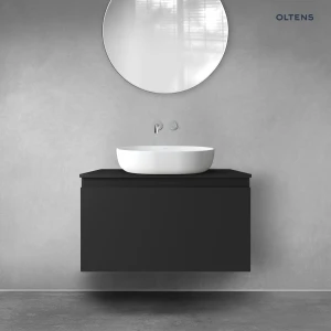 Oltens Vernal szafka 80 cm podumywalkowa wisząca z blatem czarny mat 68127300
