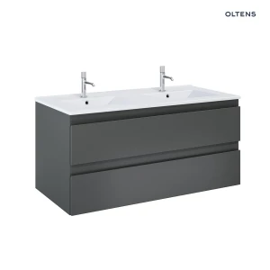 Oltens Vernal szafka 120 cm podumywalkowa wisząca z umywalką grafit mat/biały połysk 68464400