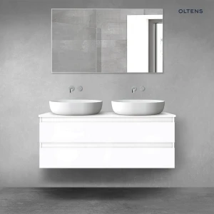 Oltens Vernal szafka 120 cm podumywalkowa wisząca z blatem biały połysk 68466000