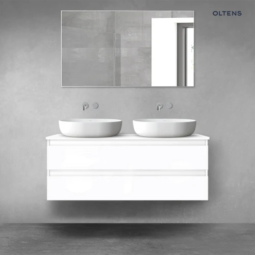 Oltens Vernal szafka 120 cm podumywalkowa wisząca z blatem biały połysk 68466000