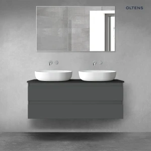 Oltens Vernal szafka 120 cm podumywalkowa wisząca z blatem grafit mat/czarny mat 68468400