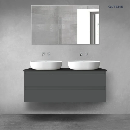 Oltens Vernal szafka 120 cm podumywalkowa wisząca z blatem grafit mat/czarny mat 68468400