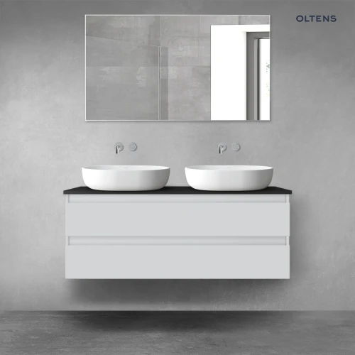 Oltens Vernal szafka 120 cm podumywalkowa wisząca z blatem szary mat/czarny mat 68468700