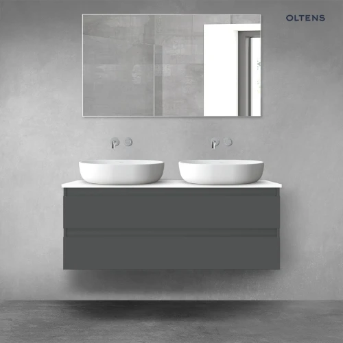 Oltens Vernal szafka 120 cm podumywalkowa wisząca z blatem grafit mat/biały połysk 68469400