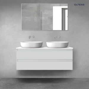 Oltens Vernal szafka 120 cm podumywalkowa wisząca z blatem szary mat/biały połysk 68469700