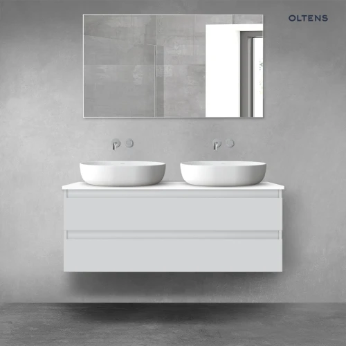 Oltens Vernal szafka 120 cm podumywalkowa wisząca z blatem szary mat/biały połysk 68469700