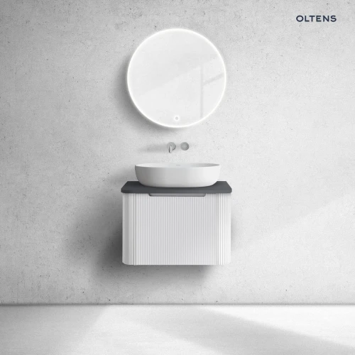 Oltens Hamnes szafka 60 cm podumywalkowa wisząca z blatem biały mat/czarny mat 68666000