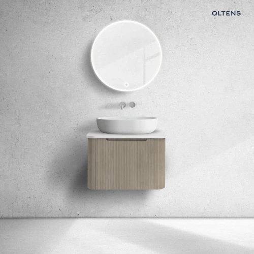 Oltens Hamnes szafka 60 cm podumywalkowa wisząca z blatem dąb/biały mat 68666060