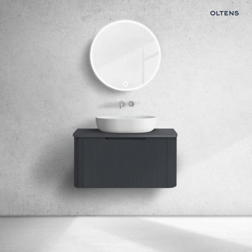 Oltens Hamnes szafka 80 cm podumywalkowa wisząca z blatem czarny mat 68669300