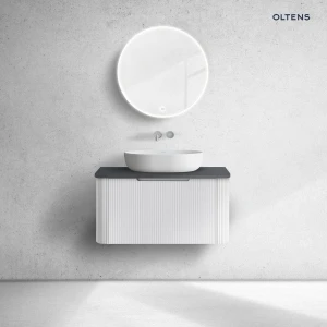 Oltens Hamnes szafka 80 cm podumywalkowa wisząca z blatem biały mat/czarny mat 68670000