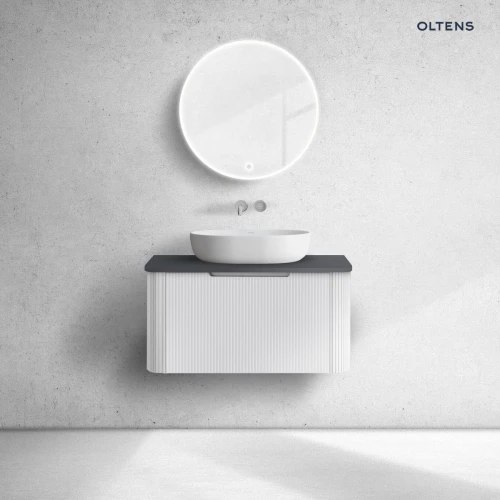 Oltens Hamnes szafka 80 cm podumywalkowa wisząca z blatem biały mat/czarny mat 68670000