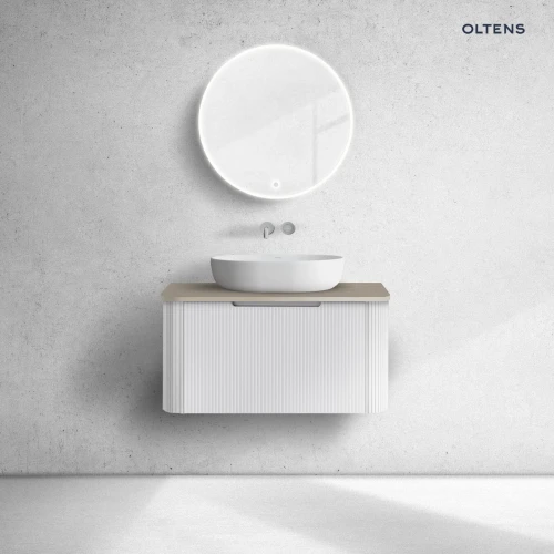 Oltens Hamnes szafka 80 cm podumywalkowa wisząca z blatem biały mat/dąb 68672000