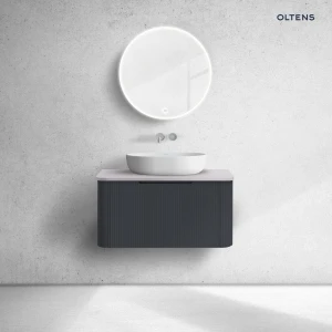 Oltens Hamnes szafka 80 cm podumywalkowa wisząca z blatem czarny mat/kaszmir 68671300