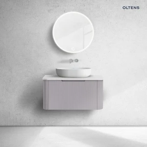 Oltens Hamnes szafka 80 cm podumywalkowa wisząca z blatem kaszmir/biały mat 68670900