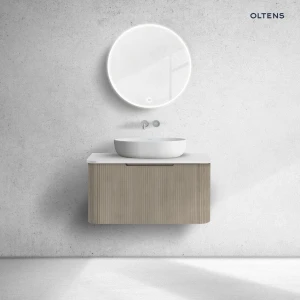 Oltens Hamnes szafka 80 cm podumywalkowa wisząca z blatem dąb/biały mat 68670060