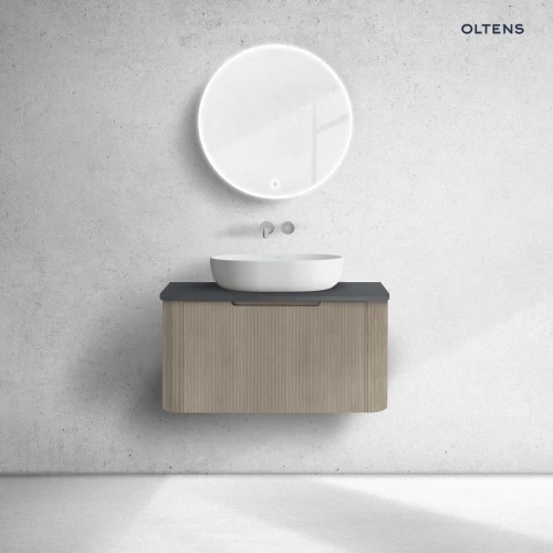 Oltens Hamnes szafka 80 cm podumywalkowa wisząca z blatem dąb/czarny mat 68671060