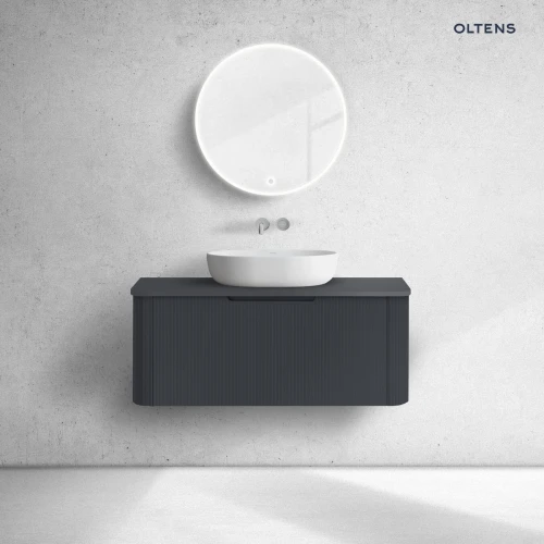 Oltens Hamnes szafka 100 cm podumywalkowa wisząca z blatem czarny mat 68673300