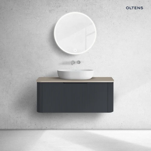 Oltens Hamnes szafka 100 cm podumywalkowa wisząca z blatem czarny mat/dąb 68676300