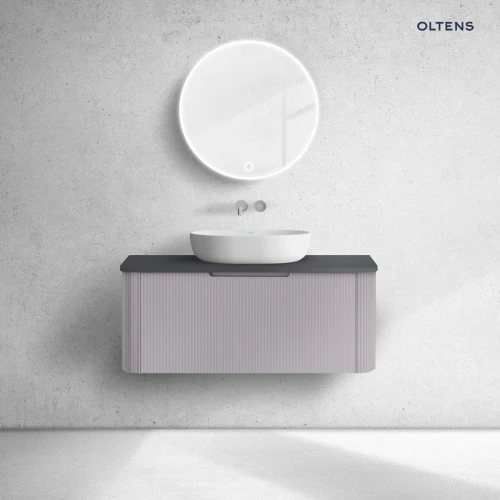 Oltens Hamnes szafka 100 cm podumywalkowa wisząca z blatem kaszmir/czarny mat 68675900