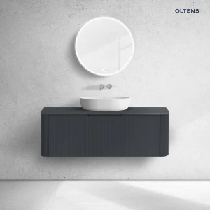 Oltens Hamnes szafka 120 cm podumywalkowa wisząca z blatem czarny mat 68677300