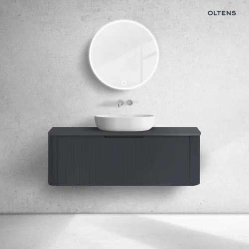 Oltens Hamnes szafka 120 cm podumywalkowa wisząca z blatem czarny mat 68677300