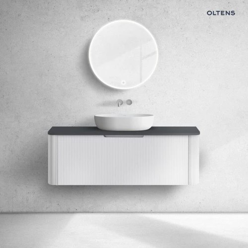 Oltens Hamnes szafka 120 cm podumywalkowa wisząca z blatem biały mat/czarny mat 68678000