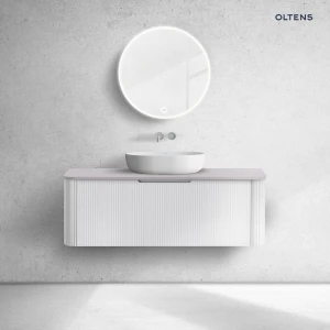 Oltens Hamnes szafka 120 cm podumywalkowa wisząca z blatem biały mat/kaszmir 68679000