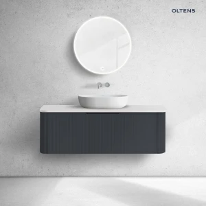 Oltens Hamnes szafka 120 cm podumywalkowa wisząca z blatem czarny mat/biały mat 68678300