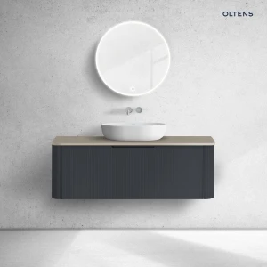 Oltens Hamnes szafka 120 cm podumywalkowa wisząca z blatem czarny mat/dąb 68680300