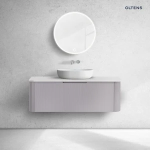 Oltens Hamnes szafka 120 cm podumywalkowa wisząca z blatem kaszmir/biały mat 68678900