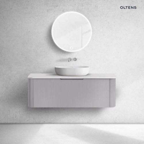 Oltens Hamnes szafka 120 cm podumywalkowa wisząca z blatem kaszmir/biały mat 68678900