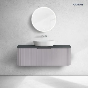 Oltens Hamnes szafka 120 cm podumywalkowa wisząca z blatem kaszmir/czarny mat 68679900