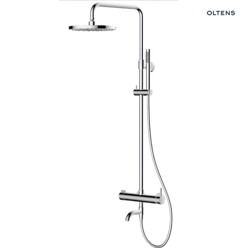 Oltens Molle Numa zestaw wannowo-prysznicowy ścienny z deszczownicą nikiel 36506910