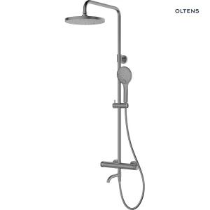 Oltens Vatten Numa zestaw wannowo-prysznicowy ścienny z baterią termostatyczną i deszczownicą grafit 36507400