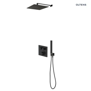 Zestaw Oltens Onega (S) bateria podtynkowa z deszczownicą 22 cm Atran (S) i kompletem prysznicowym Sog czarny mat 36624300
