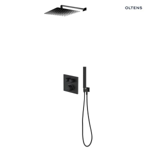 Zestaw Oltens Onega (S) bateria podtynkowa z deszczownicą 30 cm Vindel (S) i kompletem prysznicowym Sog czarny mat 36621300