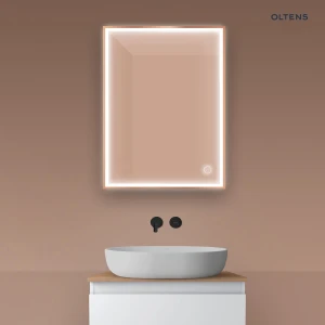 Oltens Nordlis lustro 60x80 cm prostokątne z oświetleniem z przodu z matą grzewczą miedź szczotkowana 64105610