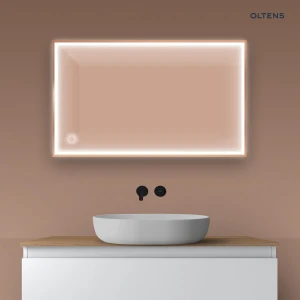 Oltens Nordlis lustro 60x100 cm prostokątne z oświetleniem z przodu z matą grzewczą miedź szczotkowana 64106610