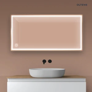 Oltens Nordlis lustro 60x120 cm prostokątne z oświetleniem z przodu z matą grzewczą miedź szczotkowana 64107610