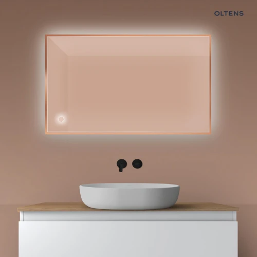 Oltens Nordlis lustro 60x100 cm prostokątne z oświetleniem od tyłu z matą grzewczą miedź szczotkowana 64111610