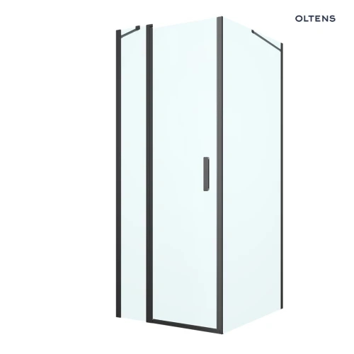 Oltens Verdal kabina prysznicowa 80x100 cm prostokątna drzwi ze ścianką czarny mat/szkło przezroczyste 20206300