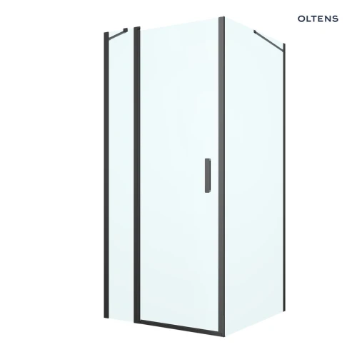 Oltens Verdal kabina prysznicowa 90x100 cm prostokątna drzwi ze ścianką czarny mat/szkło przezroczyste 20208300
